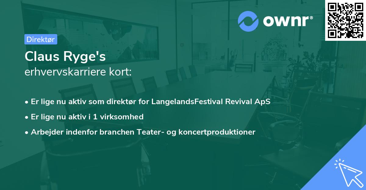 Claus Ryge's erhvervskarriere kort