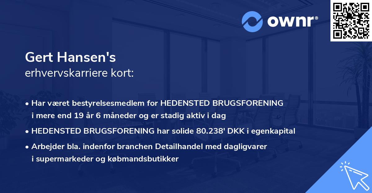 Gert Hansen's erhvervskarriere kort