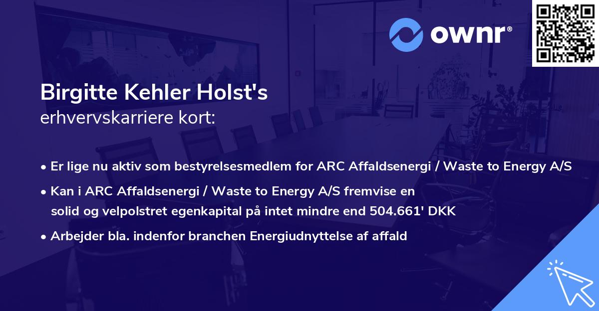 Birgitte Kehler Holst's erhvervskarriere kort