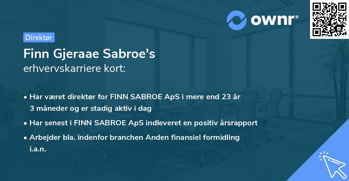 Finn Gjeraae Sabroe's erhvervskarriere kort