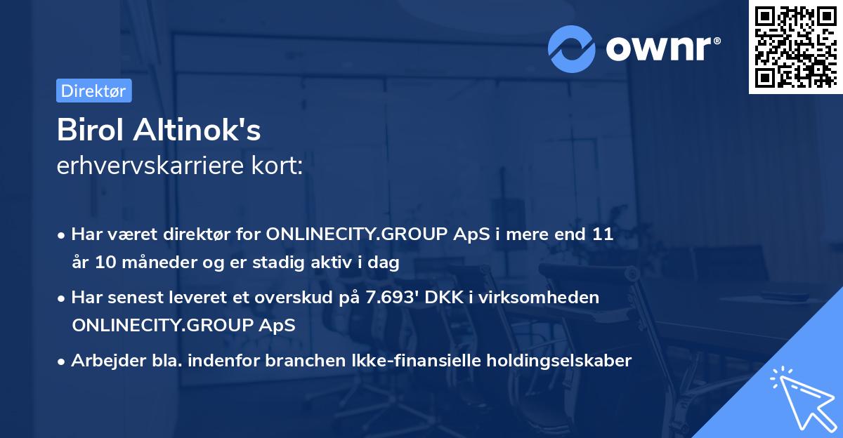 Birol Altinok's erhvervskarriere kort