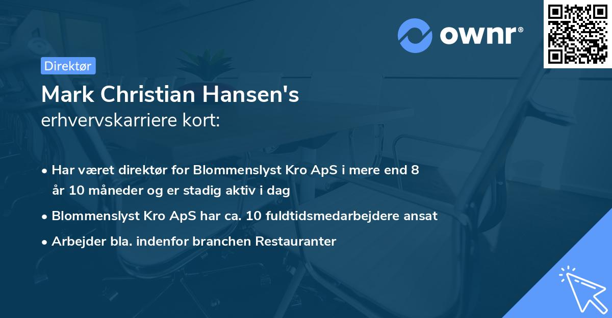 Mark Christian Hansen's erhvervskarriere kort