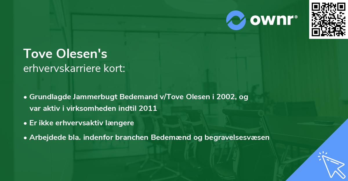 Tove Olesen's erhvervskarriere kort