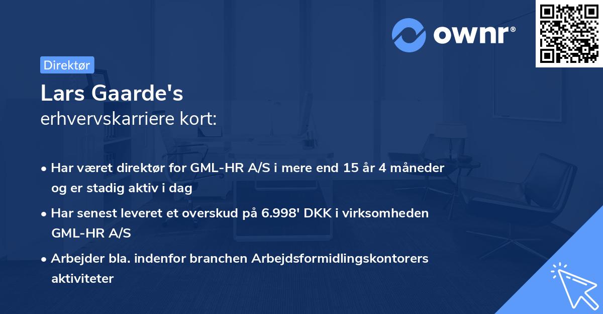 Lars Gaarde's erhvervskarriere kort