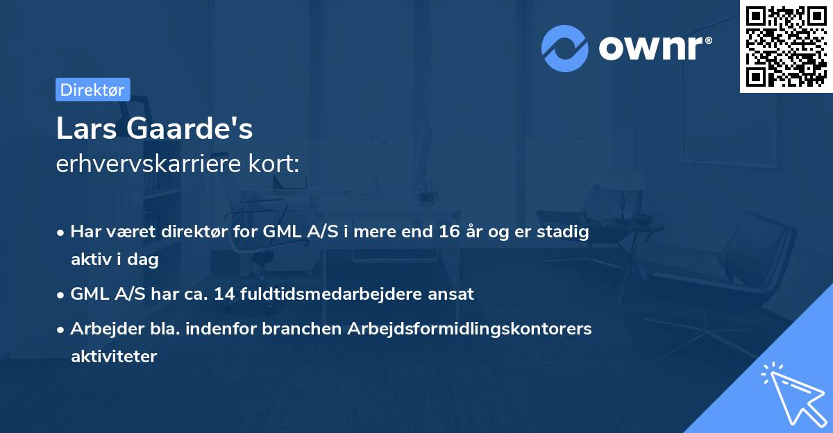 Lars Gaarde's erhvervskarriere kort