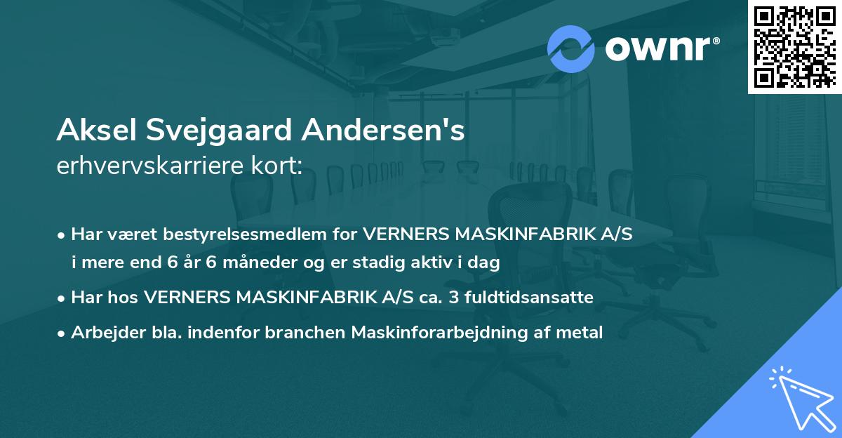 Aksel Svejgaard Andersen's erhvervskarriere kort