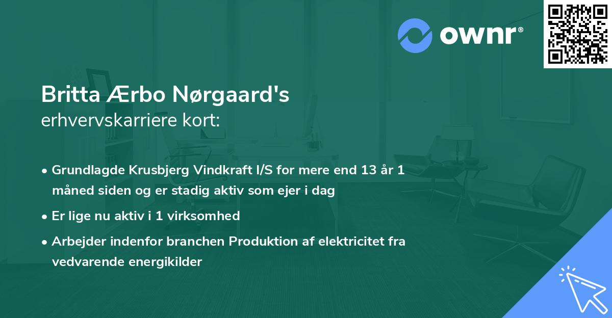 Britta Ærbo Nørgaard's erhvervskarriere kort