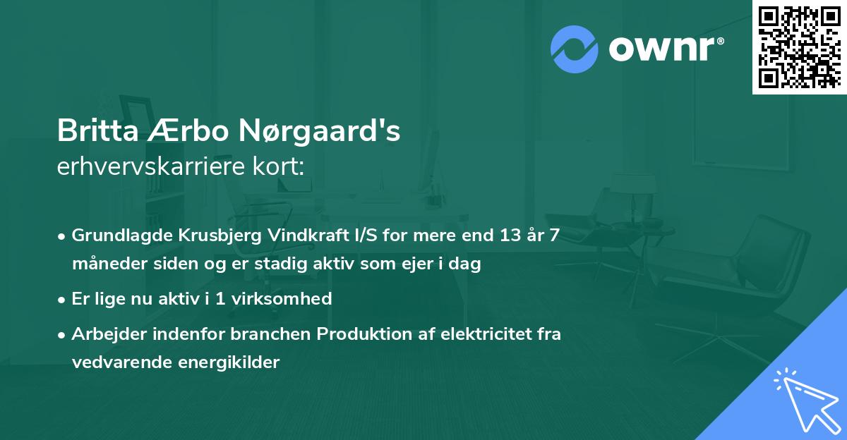 Britta Ærbo Nørgaard's erhvervskarriere kort