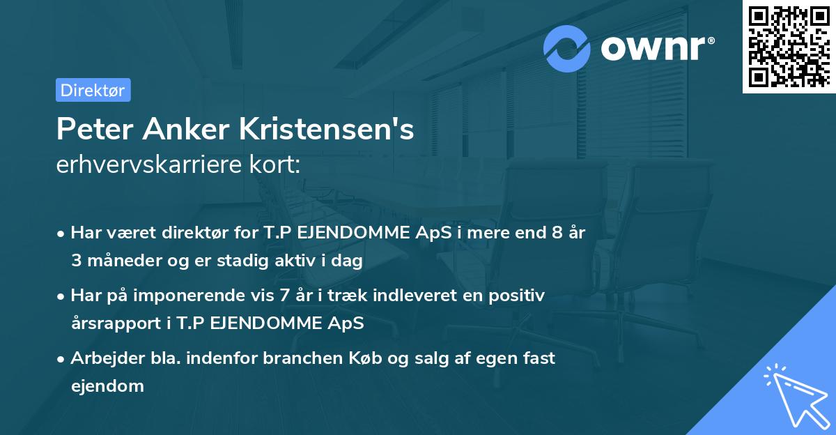 Peter Anker Kristensen's erhvervskarriere kort