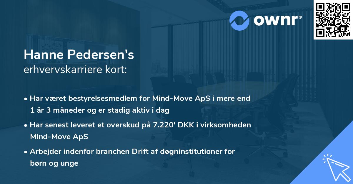 Hanne Pedersen's erhvervskarriere kort