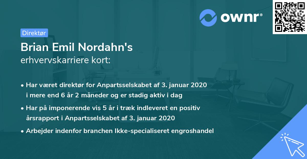 Brian Emil Nordahn's erhvervskarriere kort