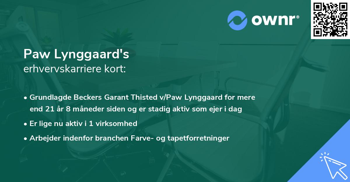 Paw Lynggaard's erhvervskarriere kort