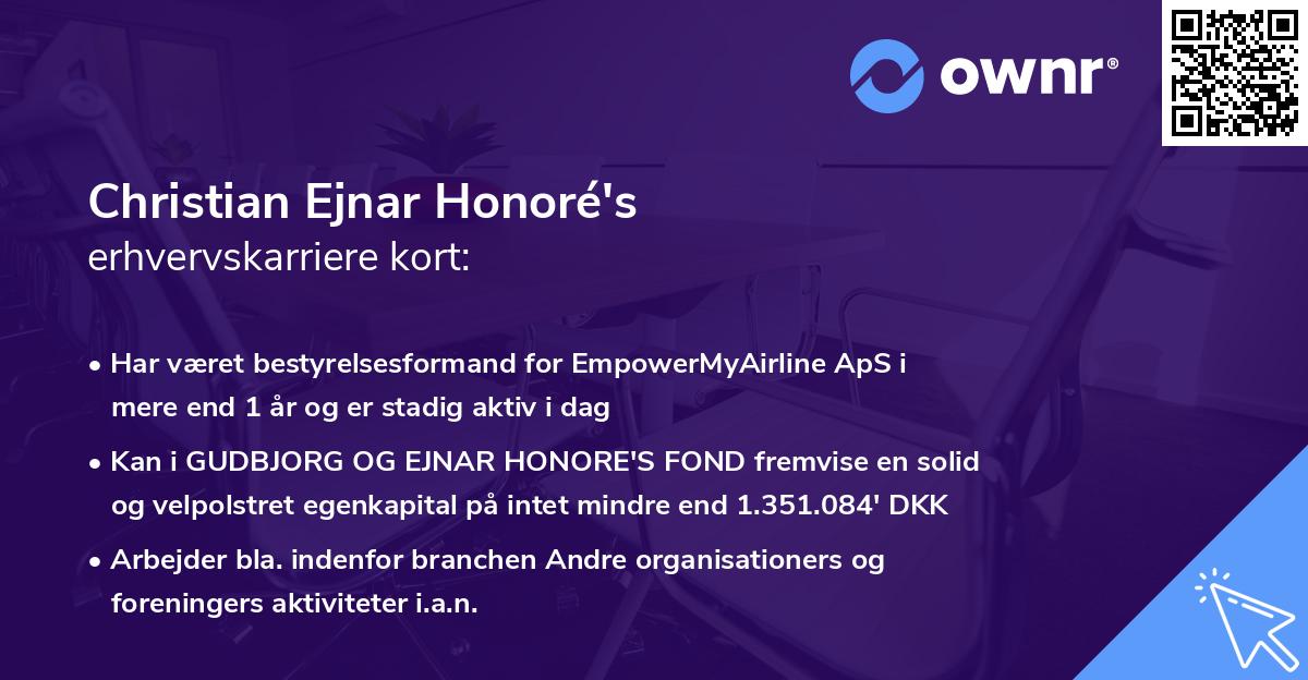Christian Ejnar Honoré's erhvervskarriere kort