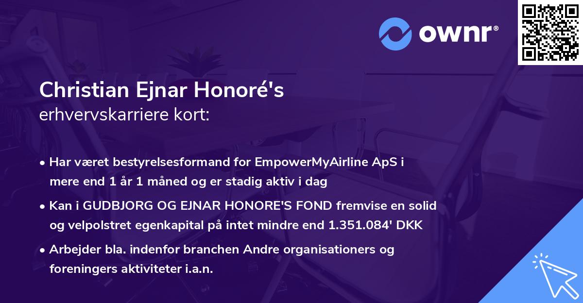 Christian Ejnar Honoré's erhvervskarriere kort