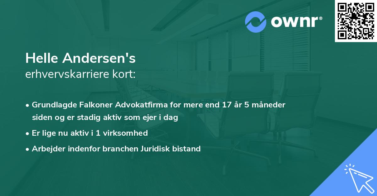 Helle Andersen's erhvervskarriere kort