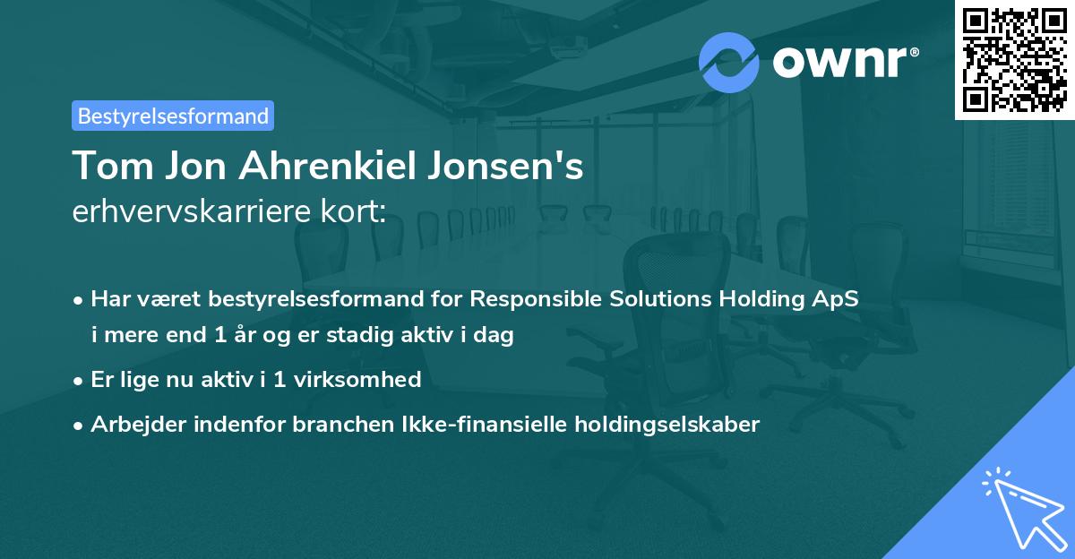 Tom Jon Ahrenkiel Jonsen's erhvervskarriere kort