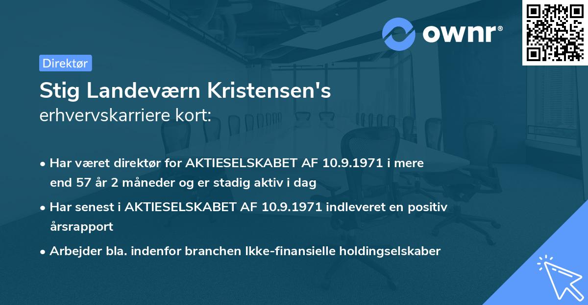 Stig Landeværn Kristensen's erhvervskarriere kort