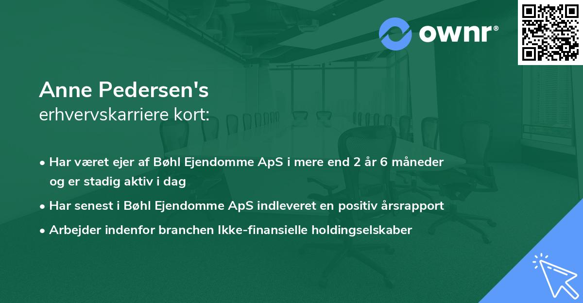 Anne Pedersen's erhvervskarriere kort