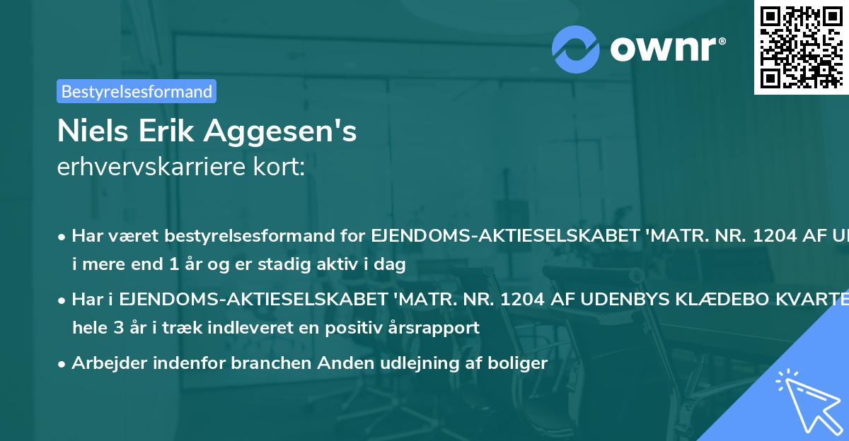 Niels Erik Aggesen's erhvervskarriere kort