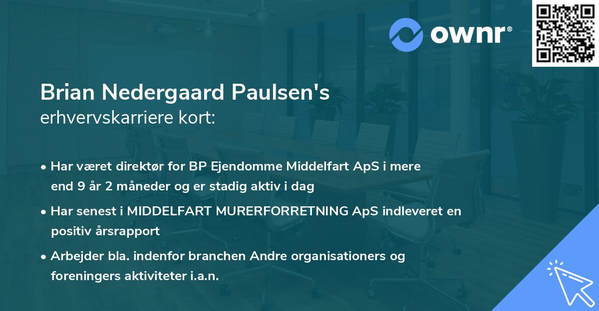 Brian Nedergaard Paulsen's erhvervskarriere kort