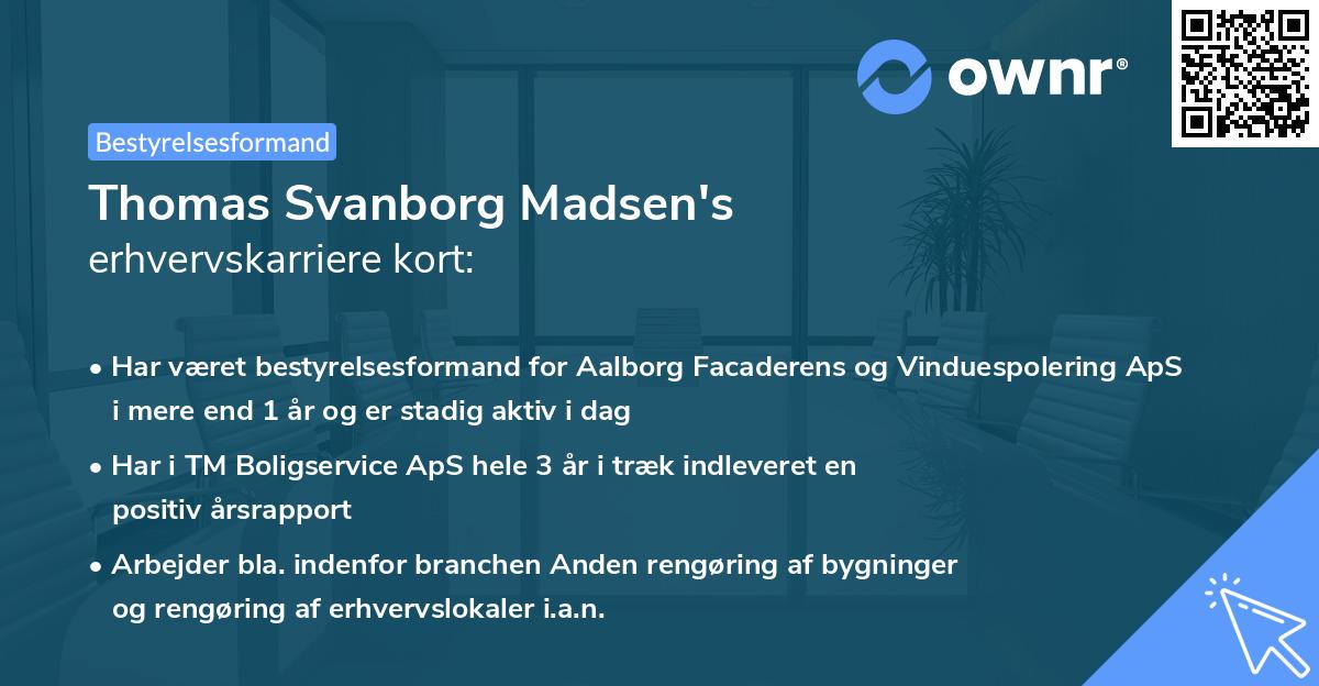Thomas Svanborg Madsen's erhvervskarriere kort