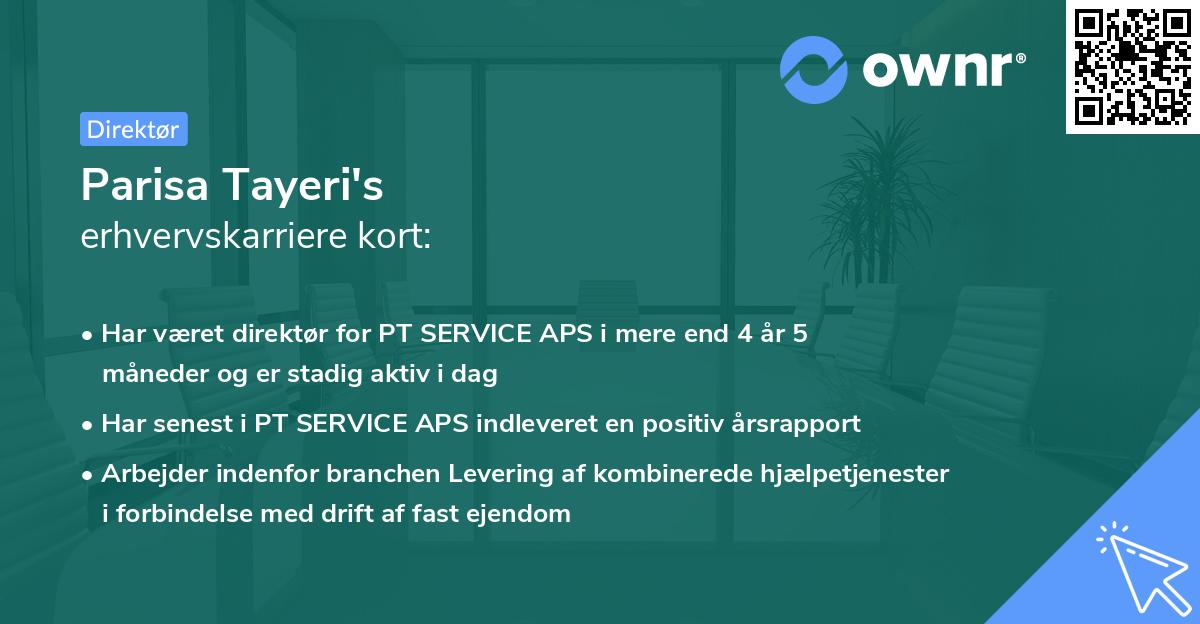 Parisa Tayeri's erhvervskarriere kort