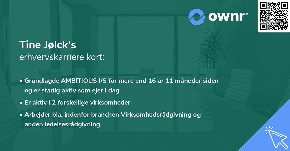 Tine Jølck's erhvervskarriere kort
