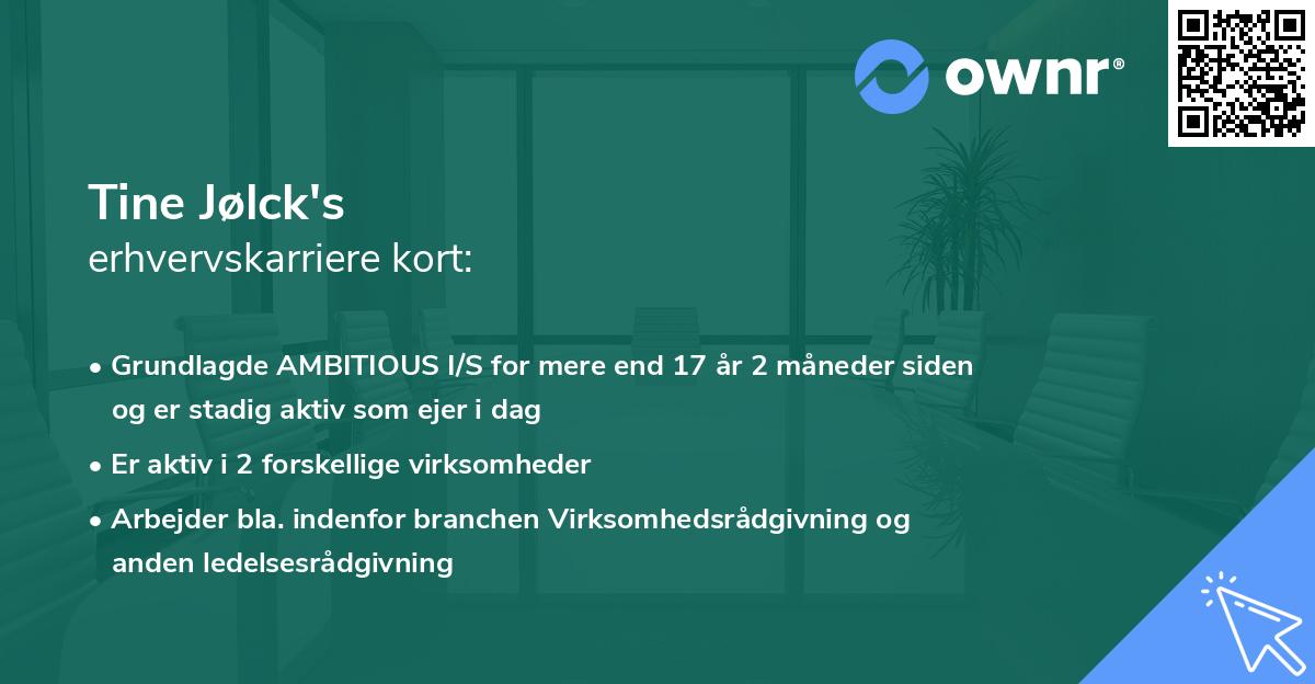 Tine Jølck's erhvervskarriere kort