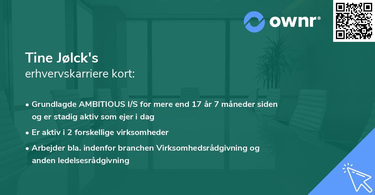 Tine Jølck's erhvervskarriere kort