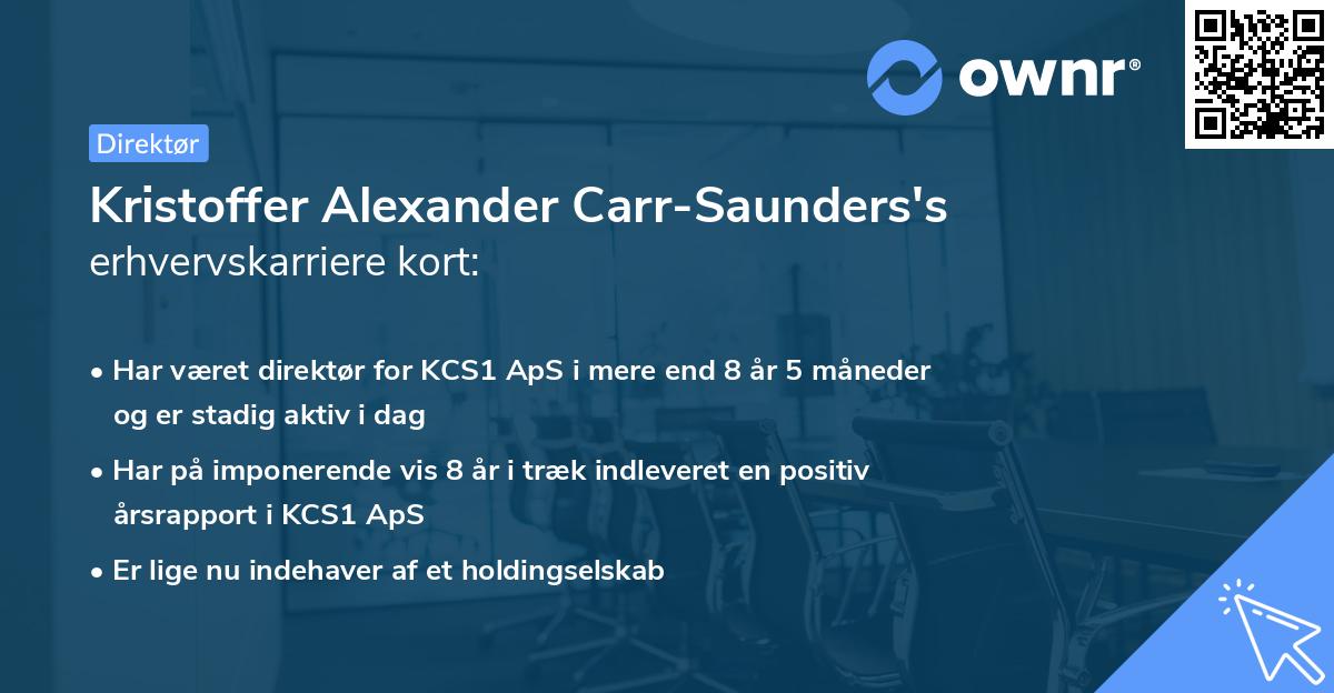 Kristoffer Alexander Carr-Saunders's erhvervskarriere kort