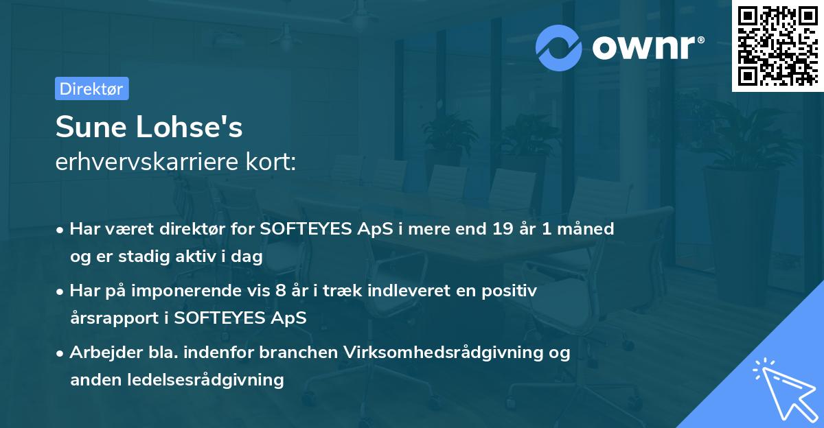 Sune Lohse's erhvervskarriere kort