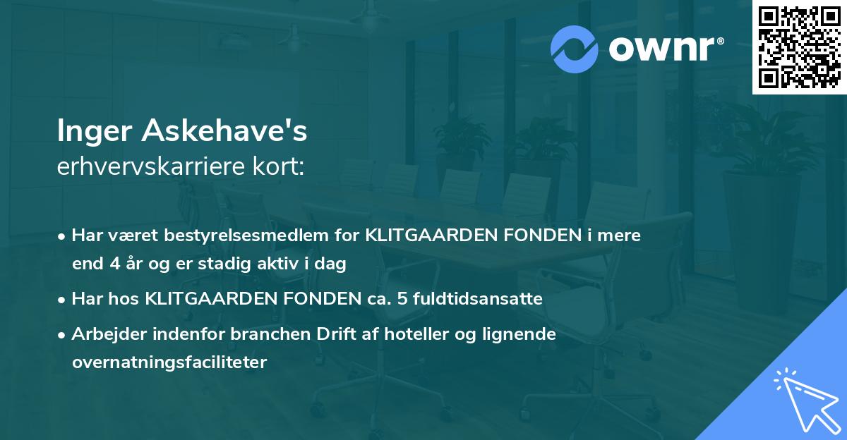 Inger Askehave's erhvervskarriere kort