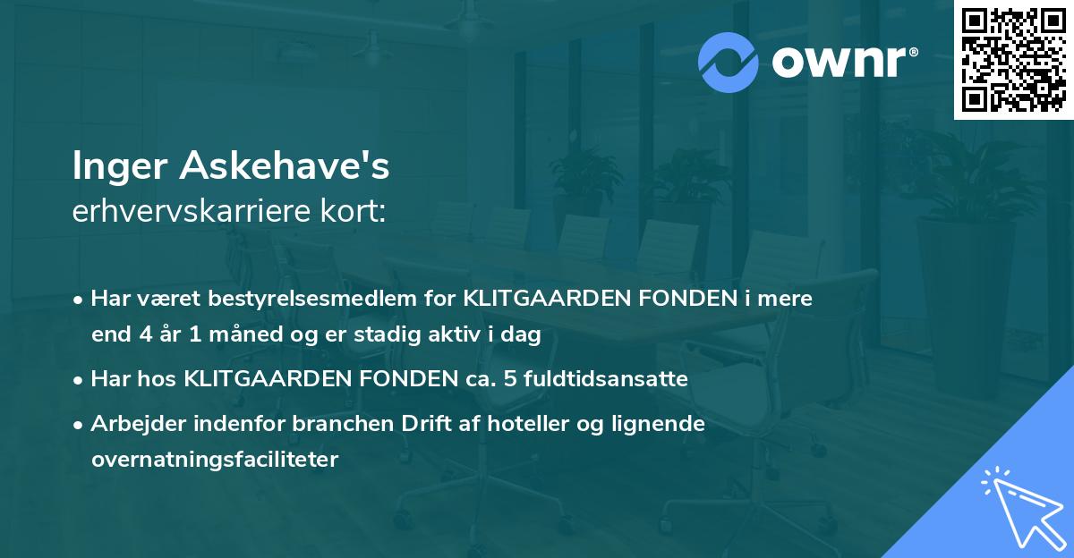 Inger Askehave's erhvervskarriere kort