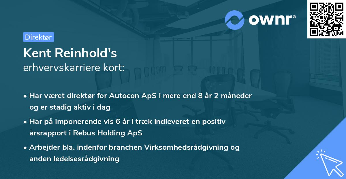 Kent Reinhold's erhvervskarriere kort
