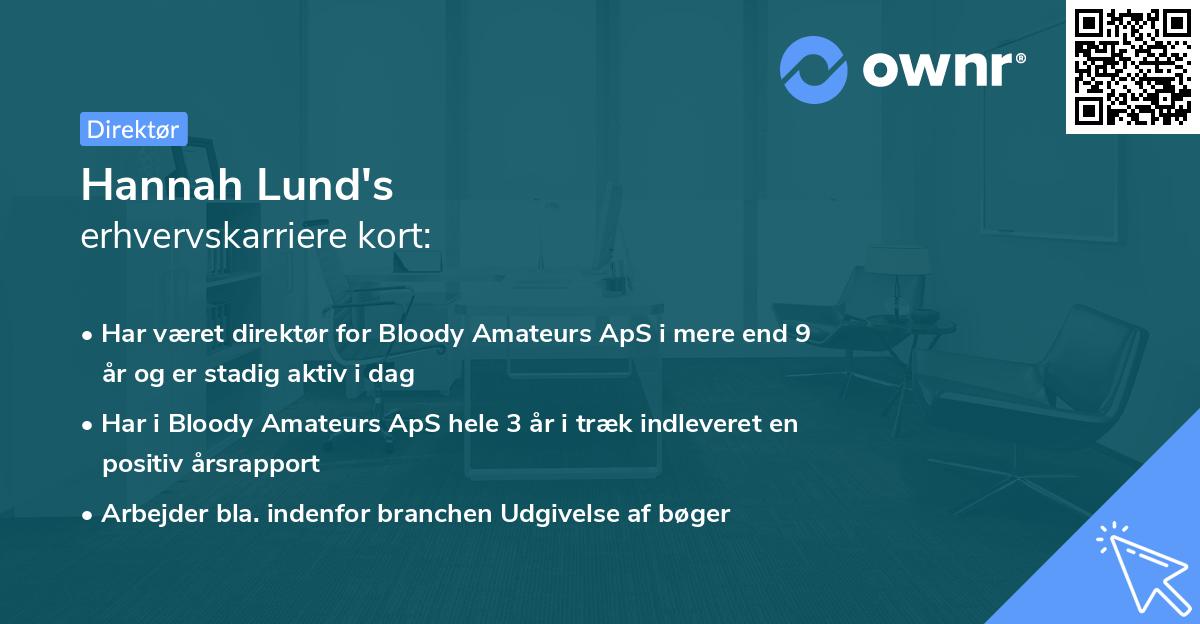 Hannah Lund's erhvervskarriere kort
