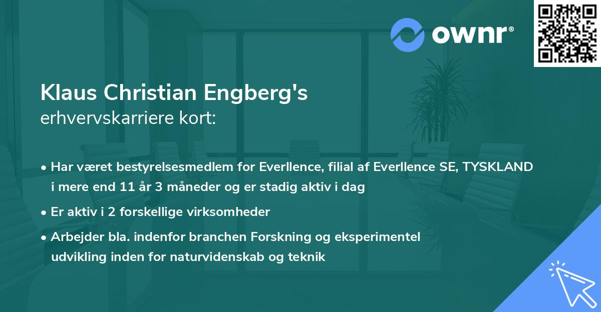 Klaus Christian Engberg's erhvervskarriere kort