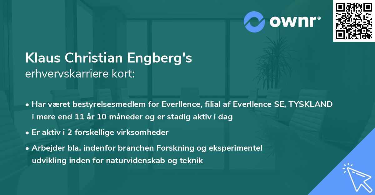 Klaus Christian Engberg's erhvervskarriere kort