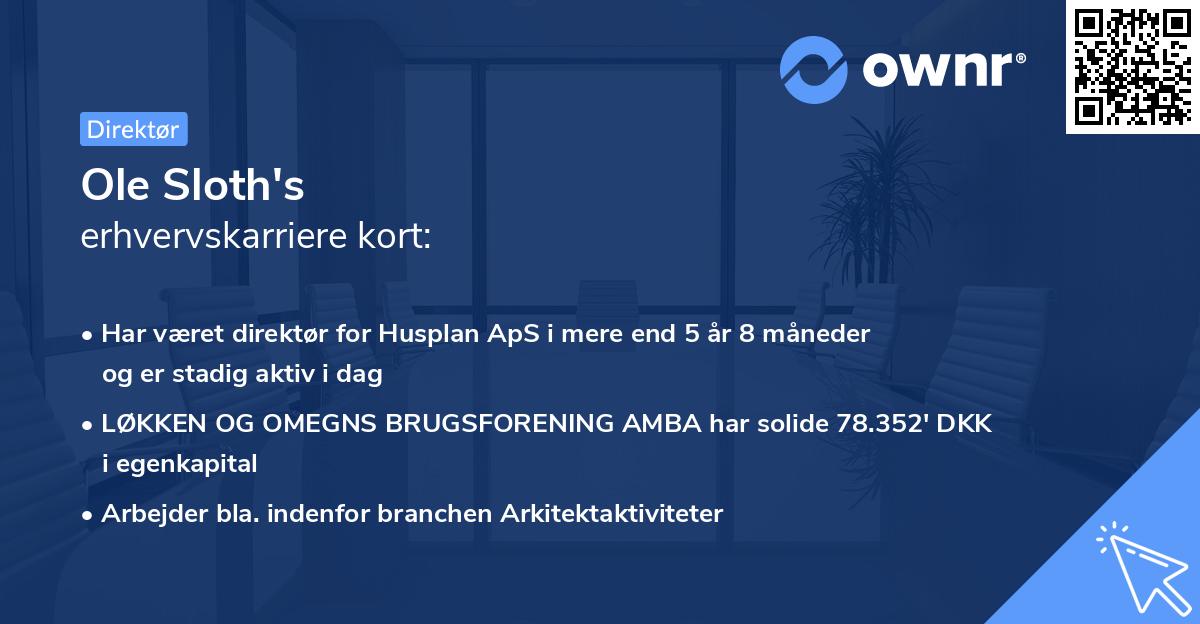 Ole Sloth's erhvervskarriere kort