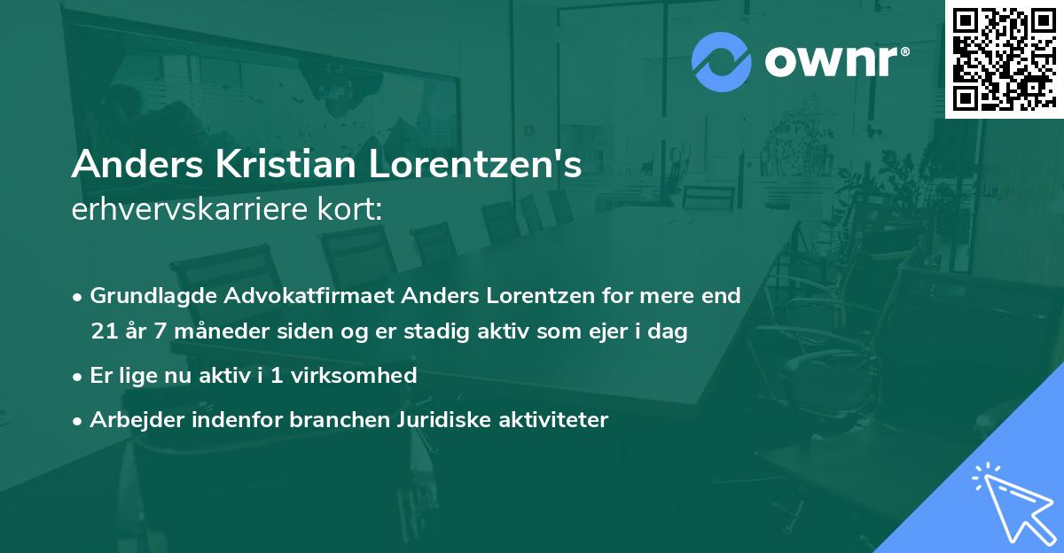Anders Kristian Lorentzen's erhvervskarriere kort