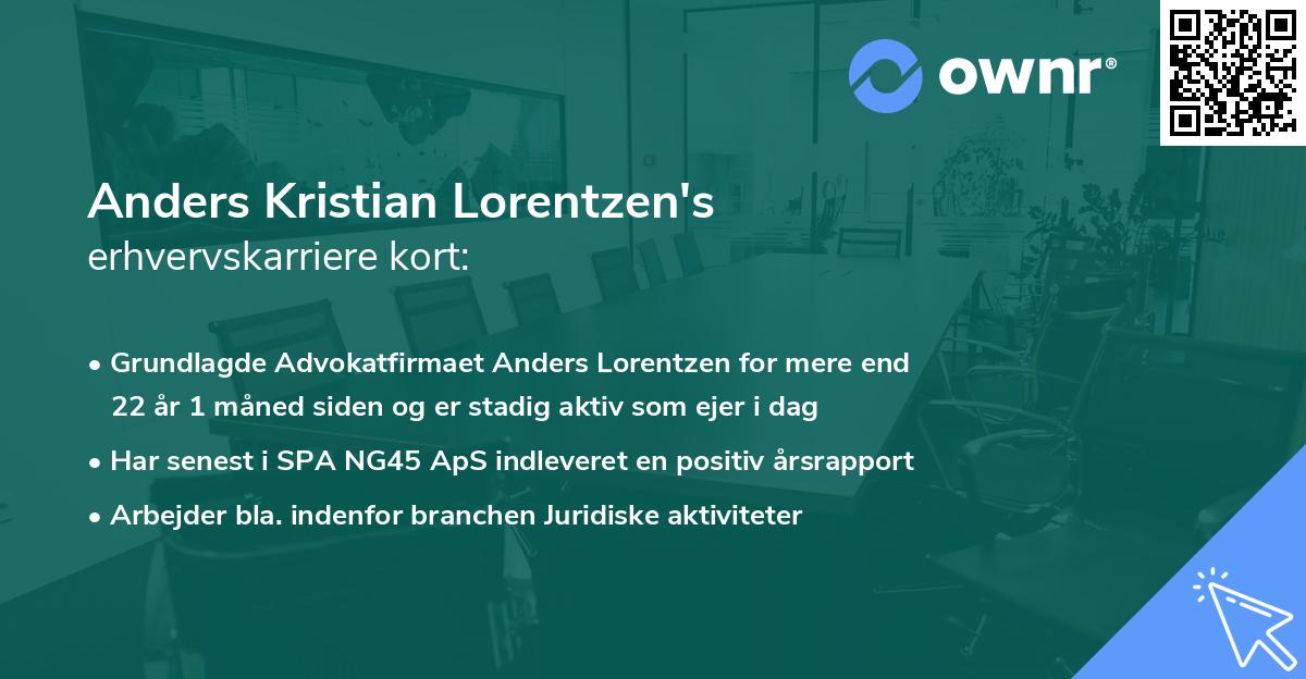 Anders Kristian Lorentzen's erhvervskarriere kort