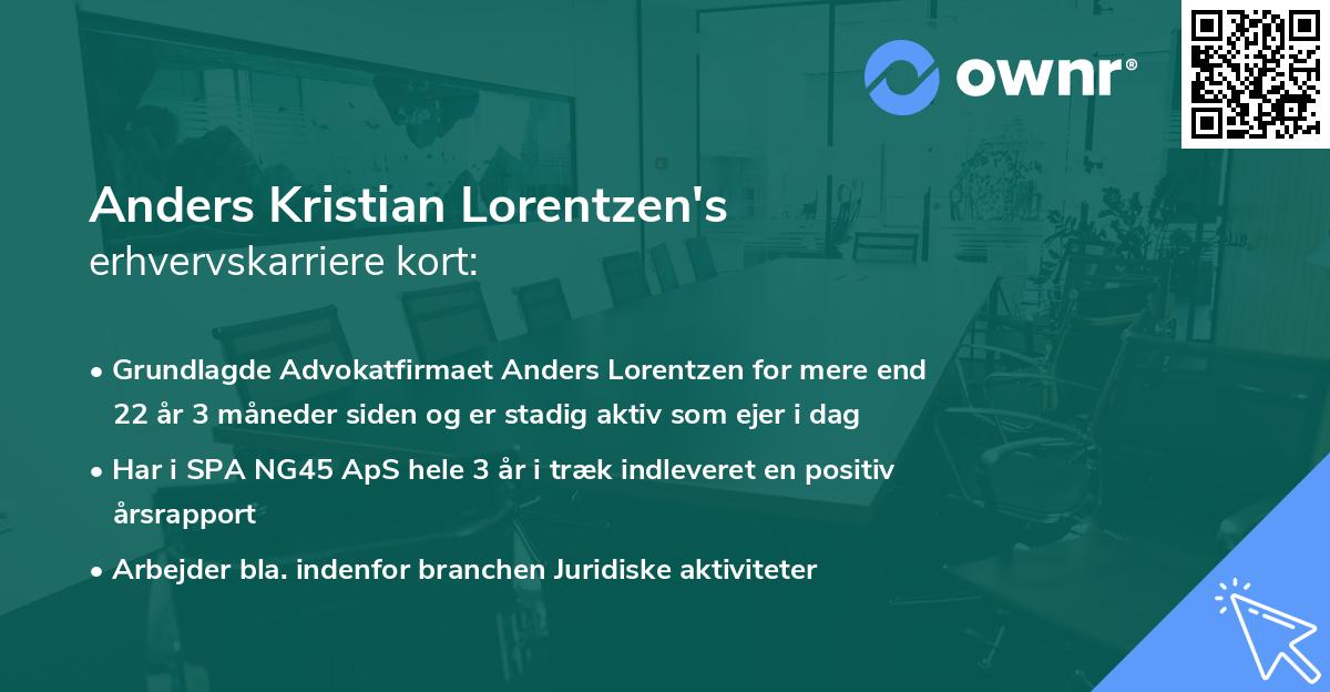 Anders Kristian Lorentzen's erhvervskarriere kort