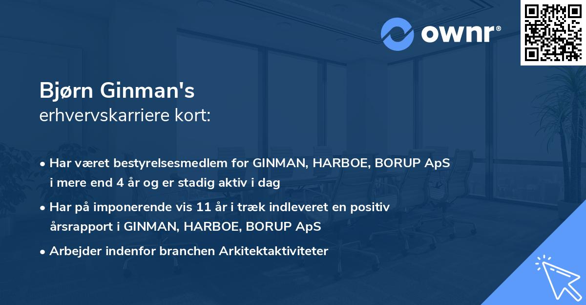 Bjørn Ginman's erhvervskarriere kort