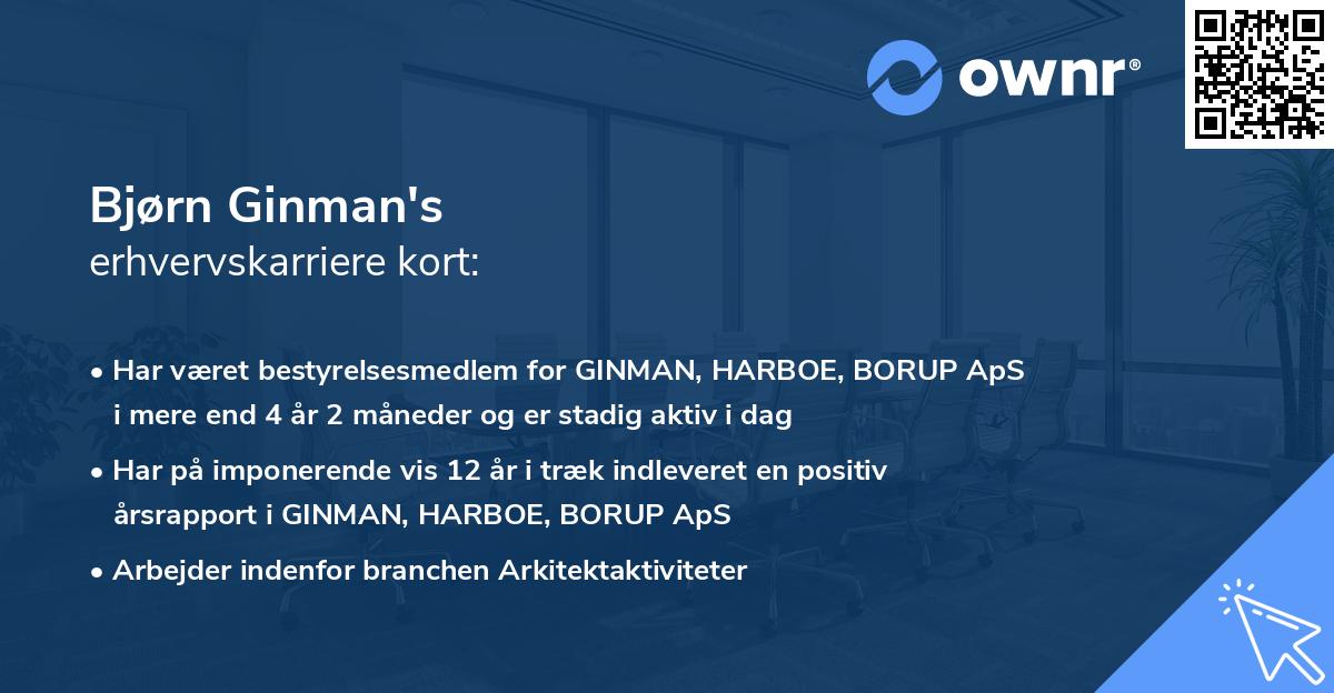 Bjørn Ginman's erhvervskarriere kort