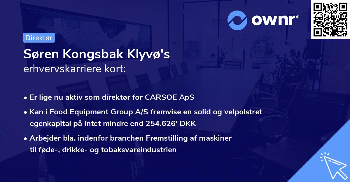 Søren Kongsbak Klyvø's erhvervskarriere kort