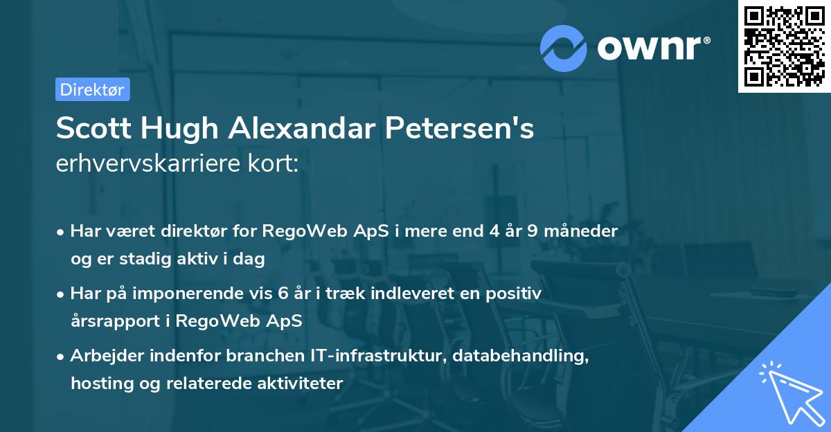 Scott Hugh Alexandar Petersen's erhvervskarriere kort