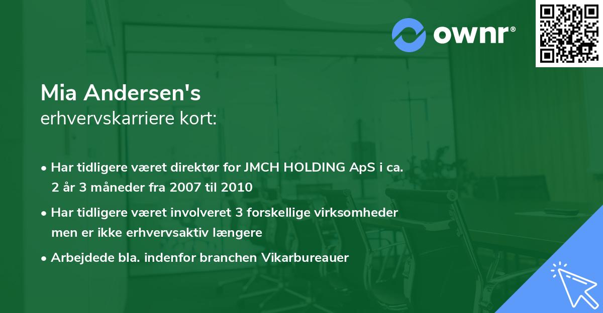 Mia Andersen's erhvervskarriere kort