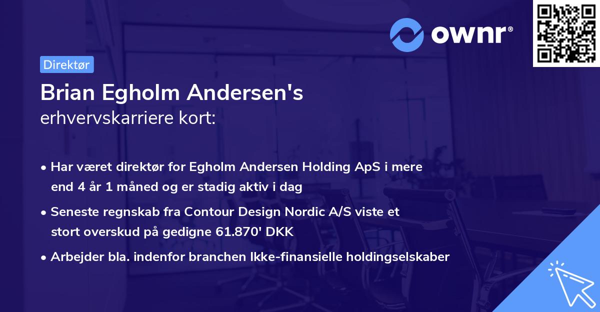 Brian Egholm Andersen's erhvervskarriere kort