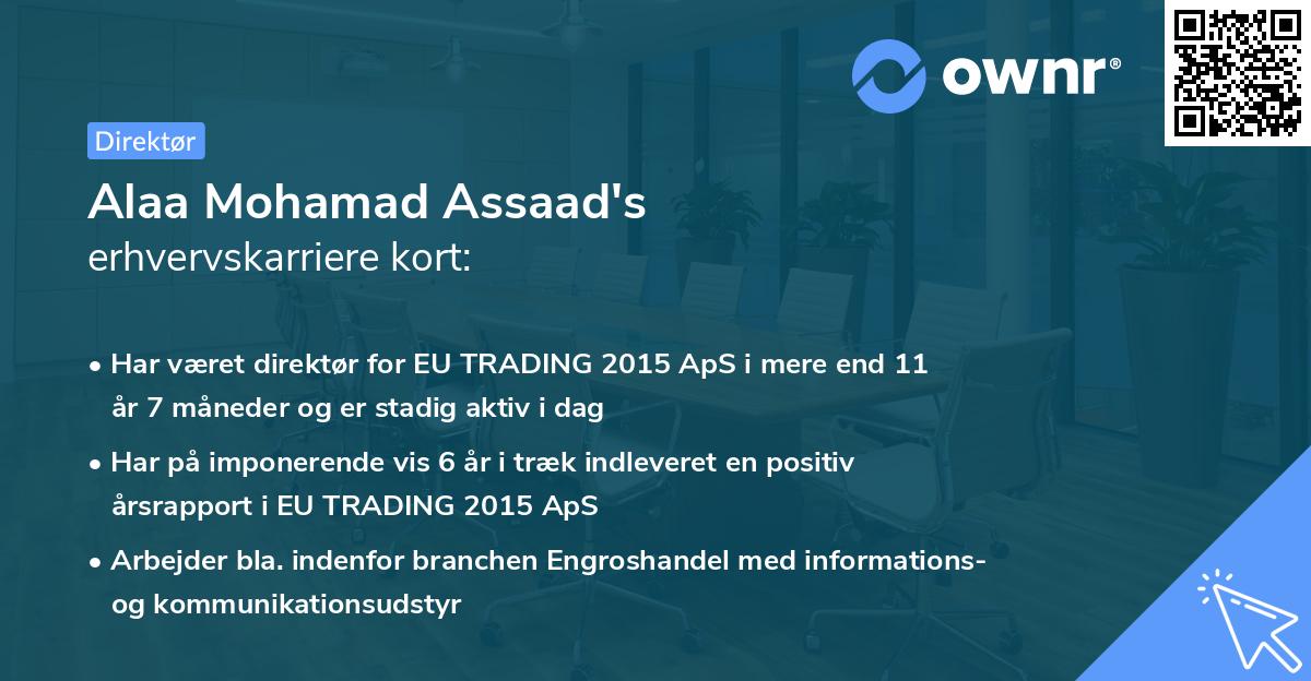 Alaa Mohamad Assaad's erhvervskarriere kort