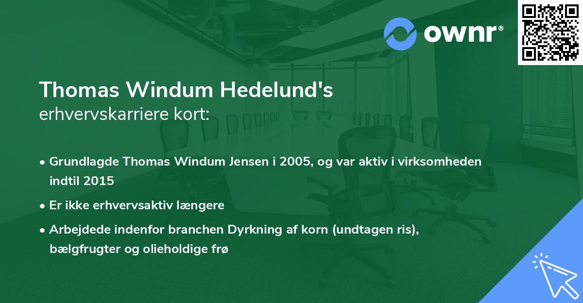 Thomas Windum Hedelund's erhvervskarriere kort