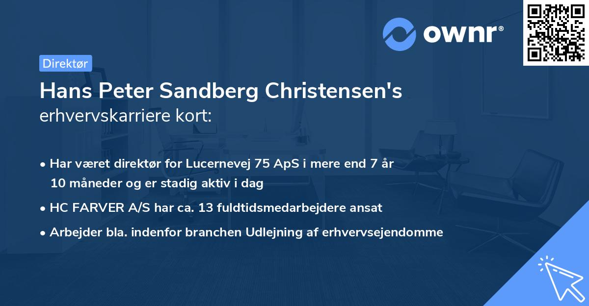 Hans Peter Sandberg Christensen's erhvervskarriere kort